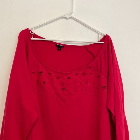 TORRID 2 Plus Size Off Shoulder Lt Weight French Terry Embroidered Sweatshirt - Picture 6 of 14